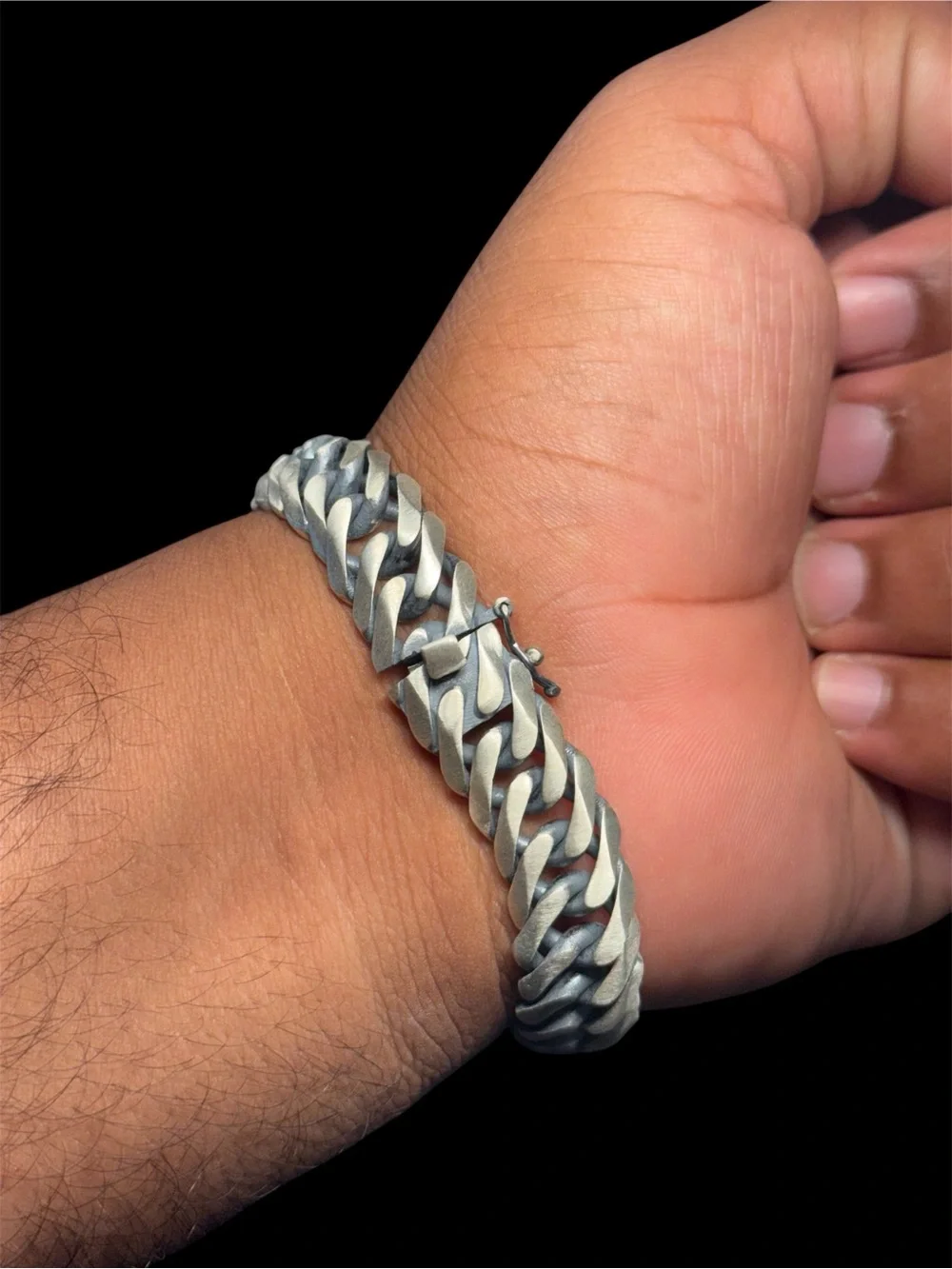 925 Sterling Silver Black Oxidized Bracelet 8.9” Handmade 50.40g